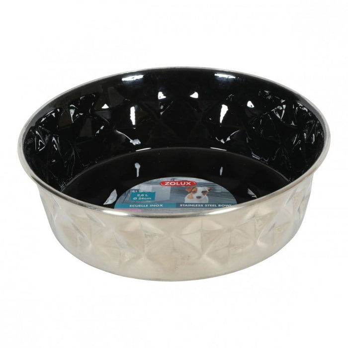 Diamonds Stainless Non-Slip Dog Bowls - Black 2.6L