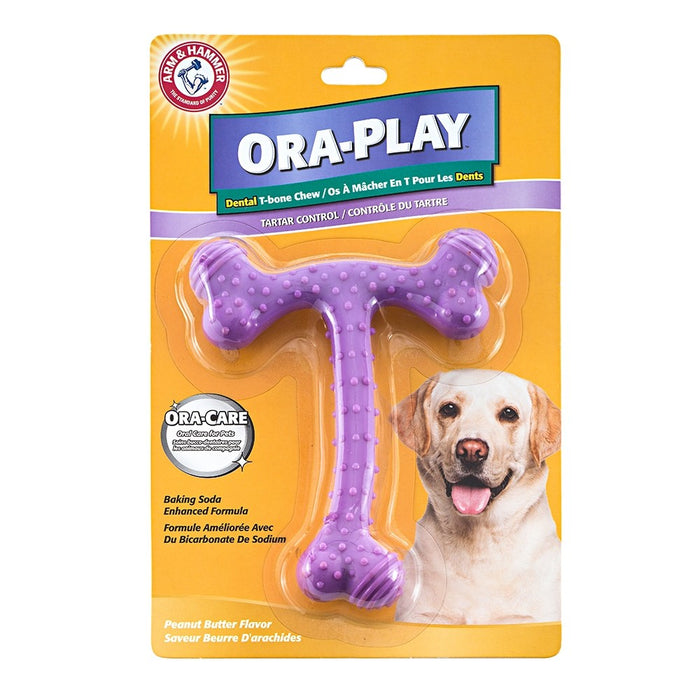 Arm & Hammer Ora-Play Dental T-Bone Chew Toy Peanut Butter Flavor