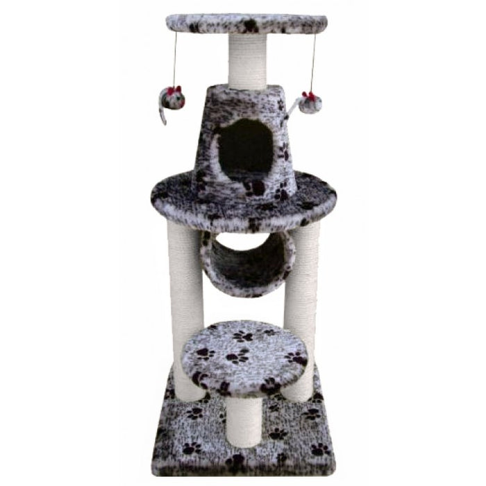 BONALTI Cat Play Tower Grey with Paw Print