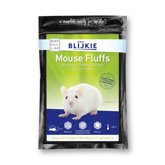 BLIJKIE BLACK FOIL LINE FUZZY MICE 4-6G, 20-25 PCS