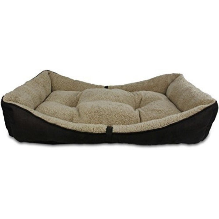 Lambswool Bolster Dog Bed - Small/Brown