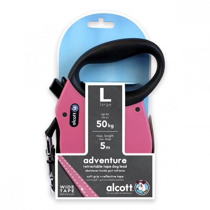 Adventure retractable leash, 5 m - Large - Pink