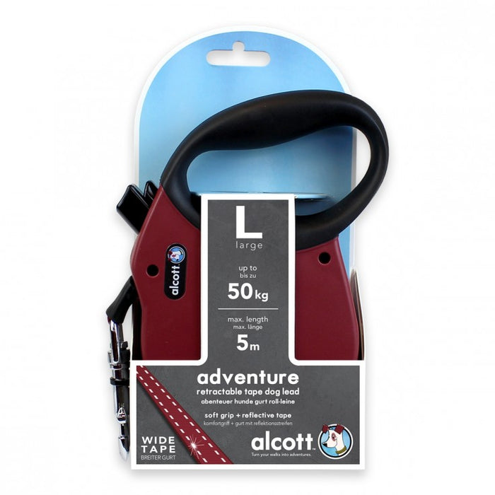 Adventure retractable leash, 5 m - Large - Red