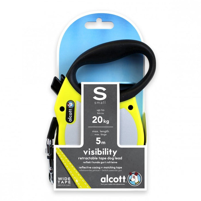 Visibility retractable leash, 5 m - Small - Neon Yellow